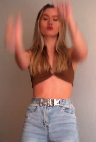 1. Hot Skylar Budgett in Brown Crop Top