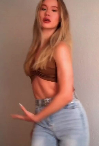 4. Hot Skylar Budgett in Brown Crop Top