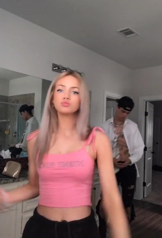 Hot Leah Wood in Pink Crop Top