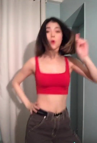 Sexy Tiffany Lukmantara in Red Crop Top