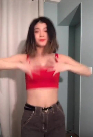 3. Sexy Tiffany Lukmantara in Red Crop Top