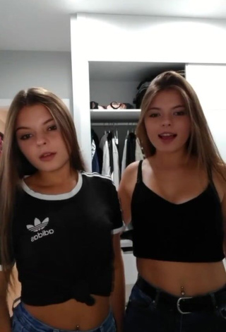 Cute Tania & Nastia in Black Crop Top