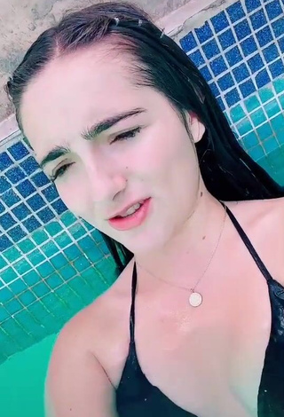 Desirable Elaine Haro in Black Bikini at the Pool