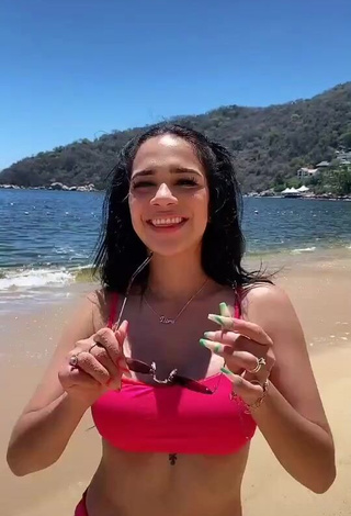 Sexy Ely Blancarte in Pink Bikini at the Beach