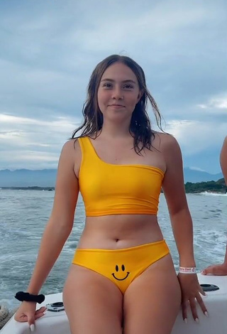 Hot Evelyn Rangel in Yellow Bikini on a Boat