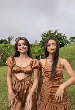 1. Hot Aicy & Trisha Shinmari in Brown Dress