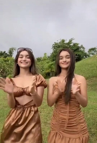 3. Hot Aicy & Trisha Shinmari in Brown Dress