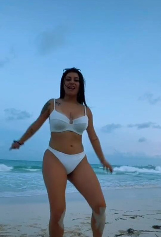 Pretty Fernanda Ortega in White Bikini at the Beach