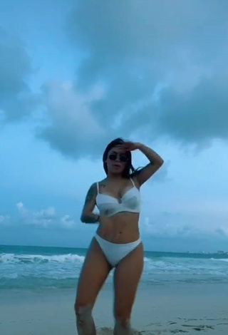 Beautiful Fernanda Ortega in Sexy White Bikini at the Beach