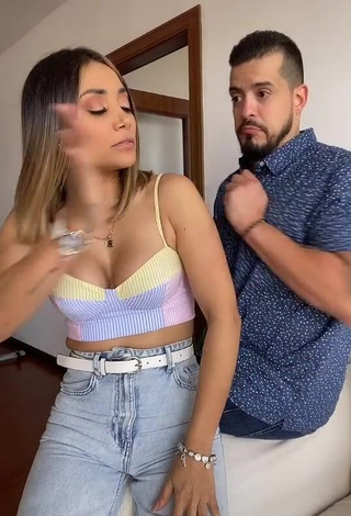 Amazing Gaby Asturias Shows Cleavage in Hot Crop Top