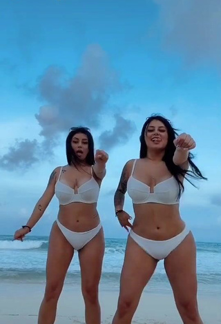 Breathtaking Gemelas Ortega in White Bikini at the Beach