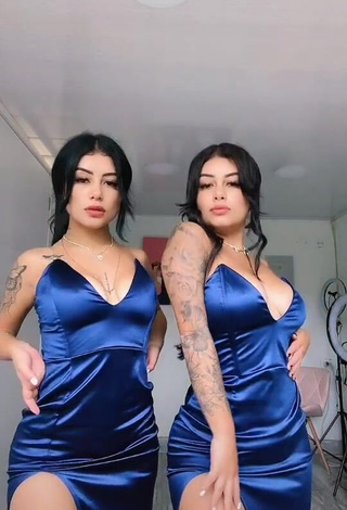 Hot Gemelas Ortega in Blue Dress