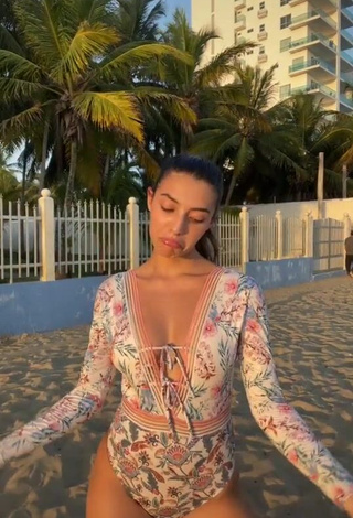 1. Hot Isabela Delgado Urreta in Floral Swimsuit at the Beach