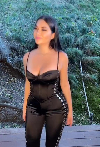 Sexy Jailyne Ojeda Ochoa Shows Cleavage in Black Overall