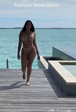 Hot Jailyne Ojeda Ochoa in Beige Mini Bikini in the Sea