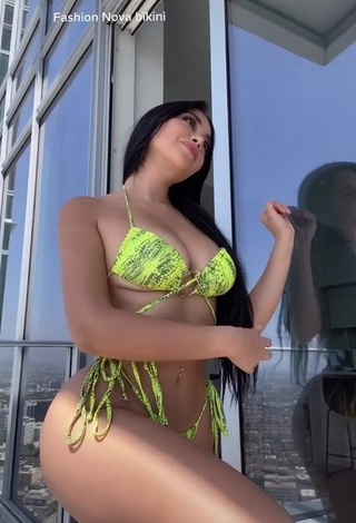 1. Cute Jailyne Ojeda Ochoa in Snake Print Bikini on the Balcony (Underboob)