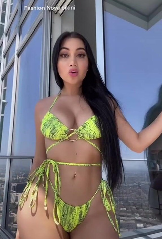 Cute Jailyne Ojeda Ochoa in Snake Print Bikini on the Balcony (Underboob)