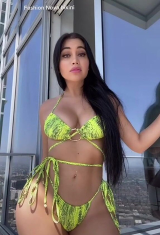 3. Cute Jailyne Ojeda Ochoa in Snake Print Bikini on the Balcony (Underboob)