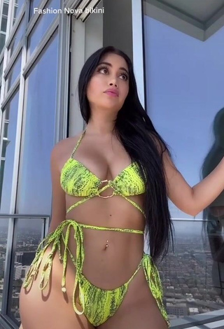 4. Cute Jailyne Ojeda Ochoa in Snake Print Bikini on the Balcony (Underboob)