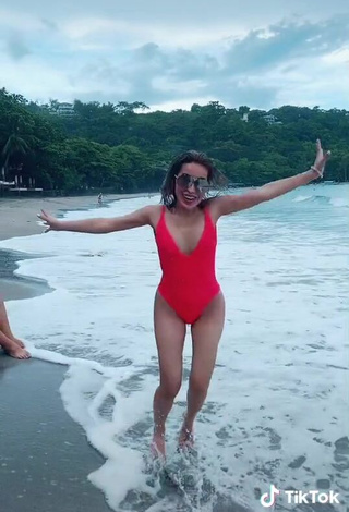 4. Hot Jelai Andres in Red Swimsuit at the Beach