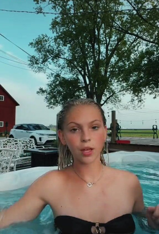 1. Sweetie Jordyn Jones in Black Bikini at the Swimming Pool