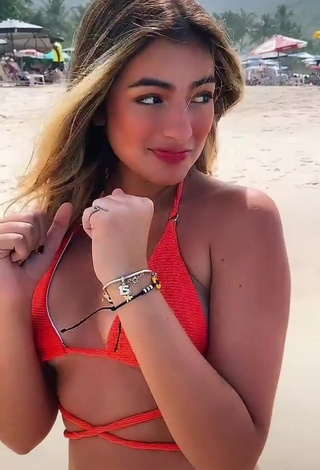 4. Hot Júlia Puzzuoli in Red Bikini at the Beach