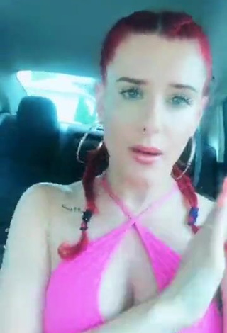 3. Hot Justina Valentine Shows Cleavage in Pink Top in a Car