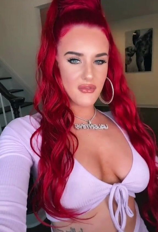 1. Hot Justina Valentine Shows Cleavage in Purple Crop Top