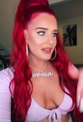 3. Hot Justina Valentine Shows Cleavage in Purple Crop Top