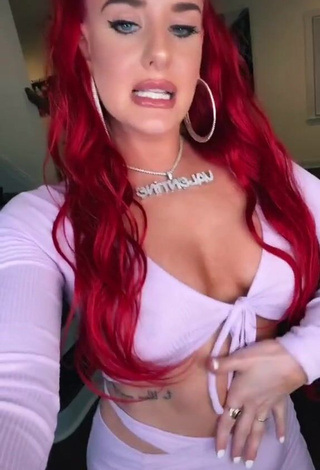 4. Hot Justina Valentine Shows Cleavage in Purple Crop Top