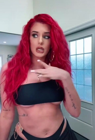 4. Beautiful Justina Valentine in Sexy Black Bikini (Underboob)