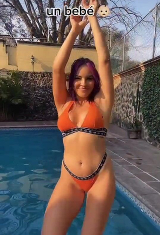 4. Beautiful Karla Bustillos in Sexy Orange Bikini at the Pool