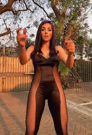 3. Desirable Karla Bustillos Shows Cleavage in Black Overall and Bouncing Boobs