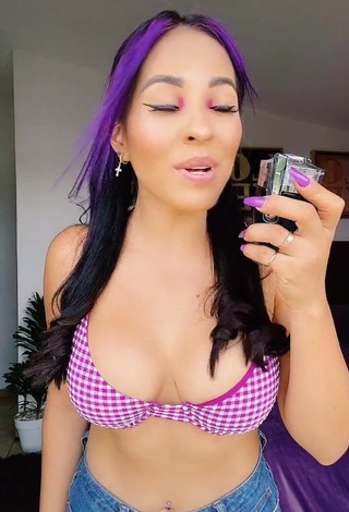 1. Hottie Karla Bustillos Shows Cleavage in Checkered Bikini Top