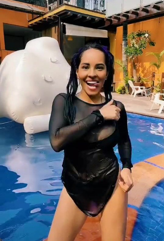 4. Sexy Karla Bustillos Shows Cleavage in Black Bikini