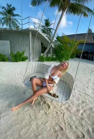 Sexy Klava Koka in White Bikini at the Beach