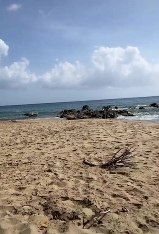 Hot Krystyn Abril Shows Cleavage in Beige Bikini at the Beach (Underboob)