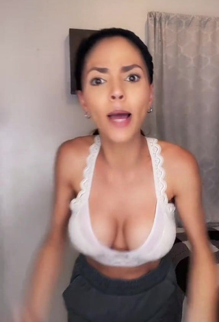 3. Beautiful Krystyn Abril Shows Cleavage in Sexy White Crop Top