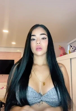 Sexy Nathalia Segura Mena Shows Cleavage in Grey Crop Top