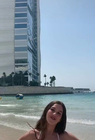 4. Hot Diana in White Bikini at the Beach