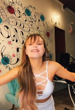 Sexy Larissa Manoela in Polka Dot Crop Top