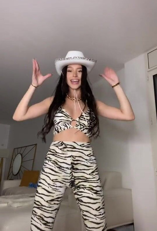 Desirable Lea Elui Ginet in Zebra Crop Top