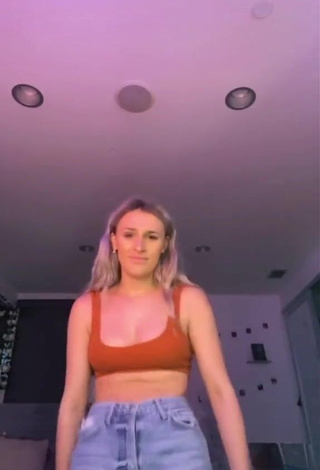 Beautiful Madi Monroe Shows Cleavage in Sexy Red Crop Top and Bouncing Boobs