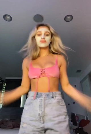 Alluring Madi Monroe Shows Cleavage in Erotic Pink Crop Top and Bouncing Breasts