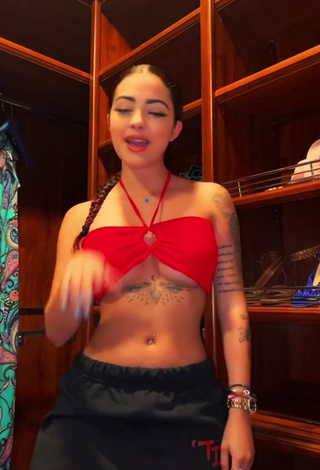 3. Alluring Malu Trevejo in Erotic Red Crop Top (Underboob)