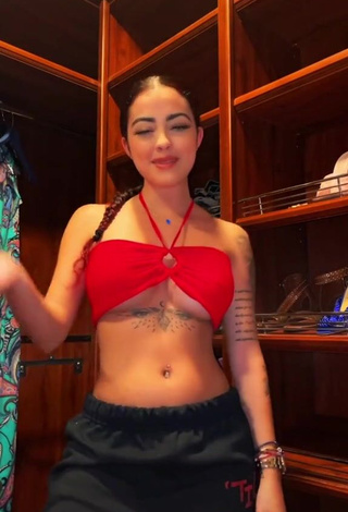 4. Alluring Malu Trevejo in Erotic Red Crop Top (Underboob)