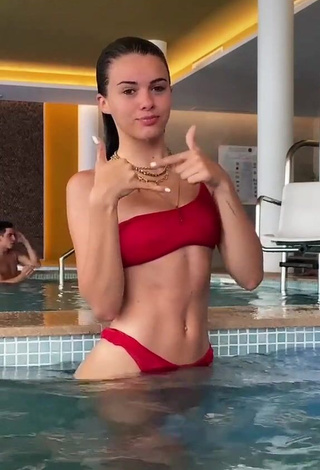 4. Hot Mar Lucas Vilar in Red Bikini at the Pool