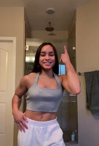 Desirable Marly Esteves in Grey Crop Top