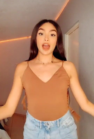 Hot Mia Salinas in Beige Top