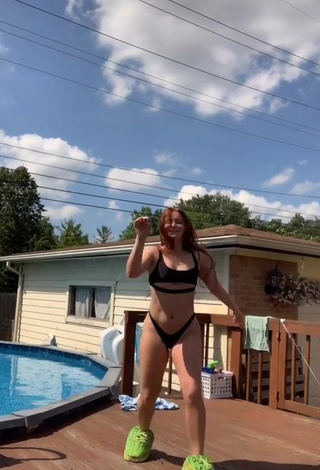 4. Sweet Mikaila Murphy in Cute Black Bikini at the Pool and Bouncing Boobs (Underboob)